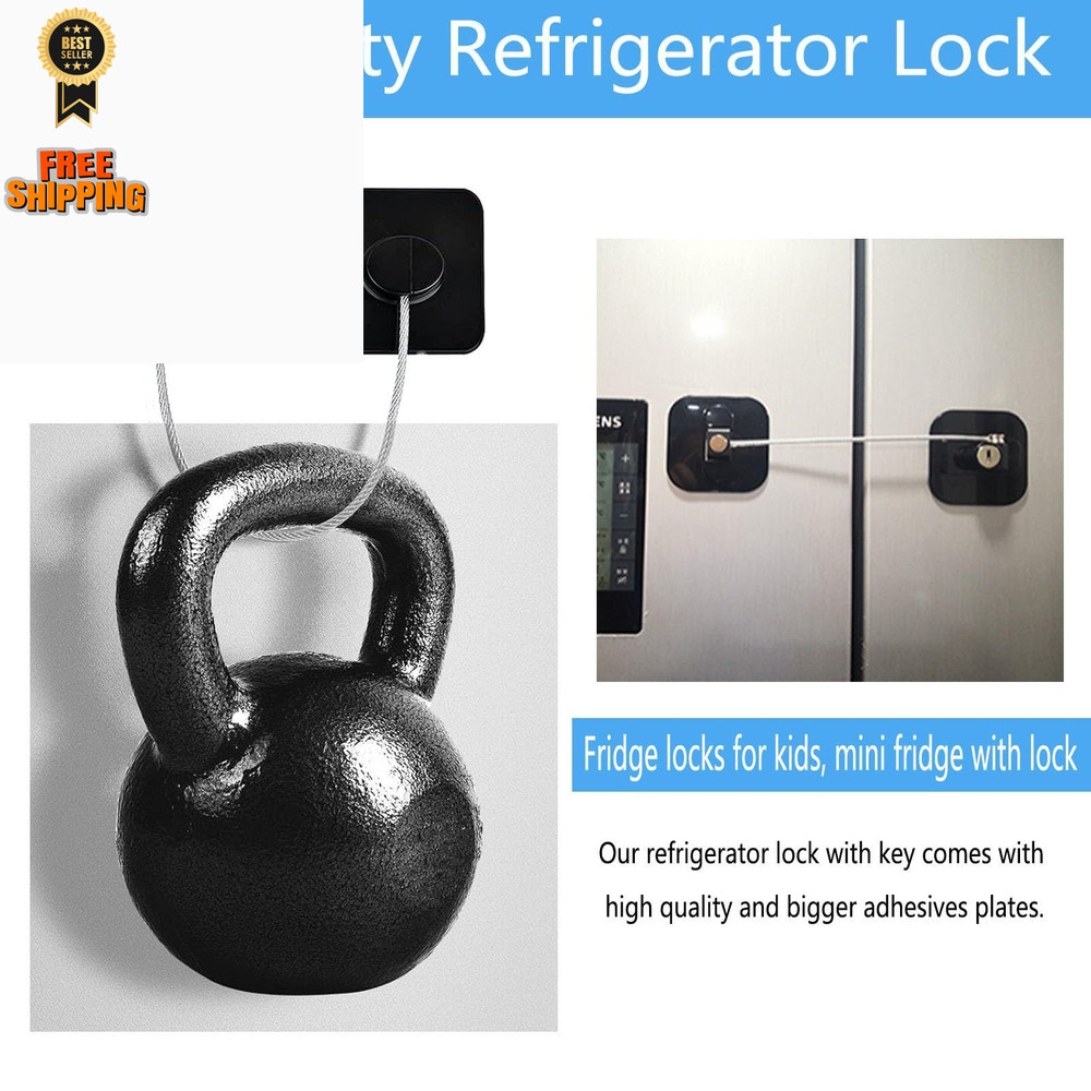 YEYA Upgraded Refrigerator Lock 2 Pack, Mini Fridge 2 Count, Black 2 Pack