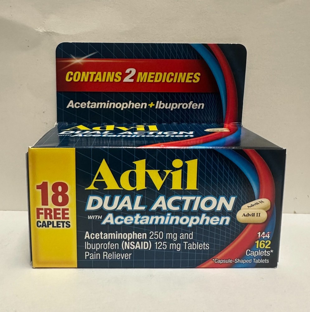 Advil Dual Action with Acetaminophen,162 Caplets, Exp:01/27
