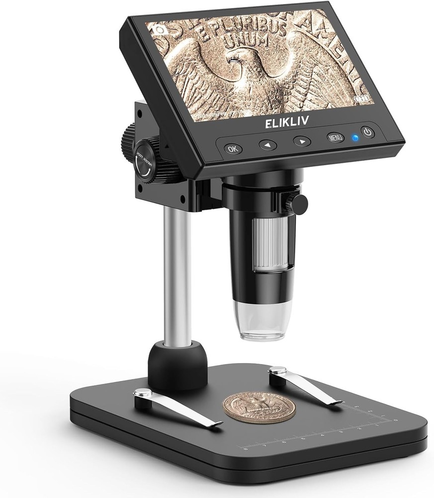 Rechargeable Coin Microscope with Adjustable Stand and Enhanced LED Illumination