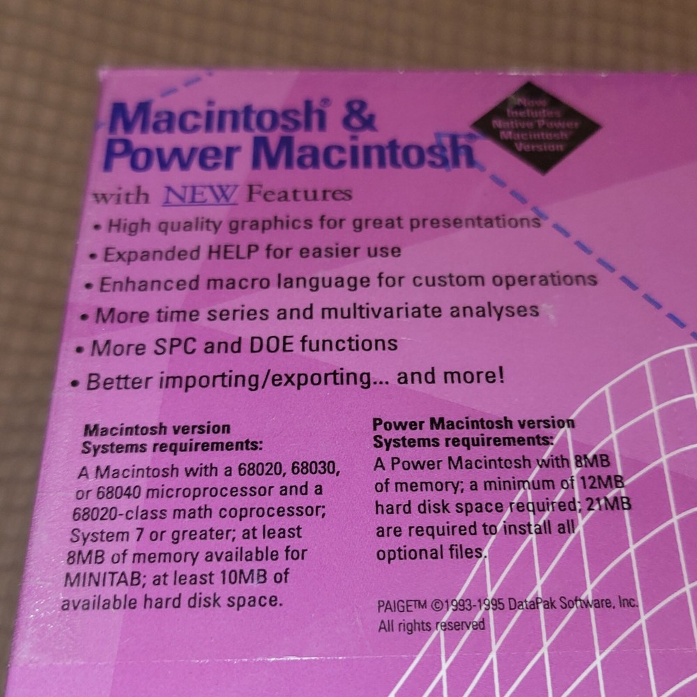 MINITAB Statistical Software Release 10Xtra for Macintosh & Power Macintosh NEW!