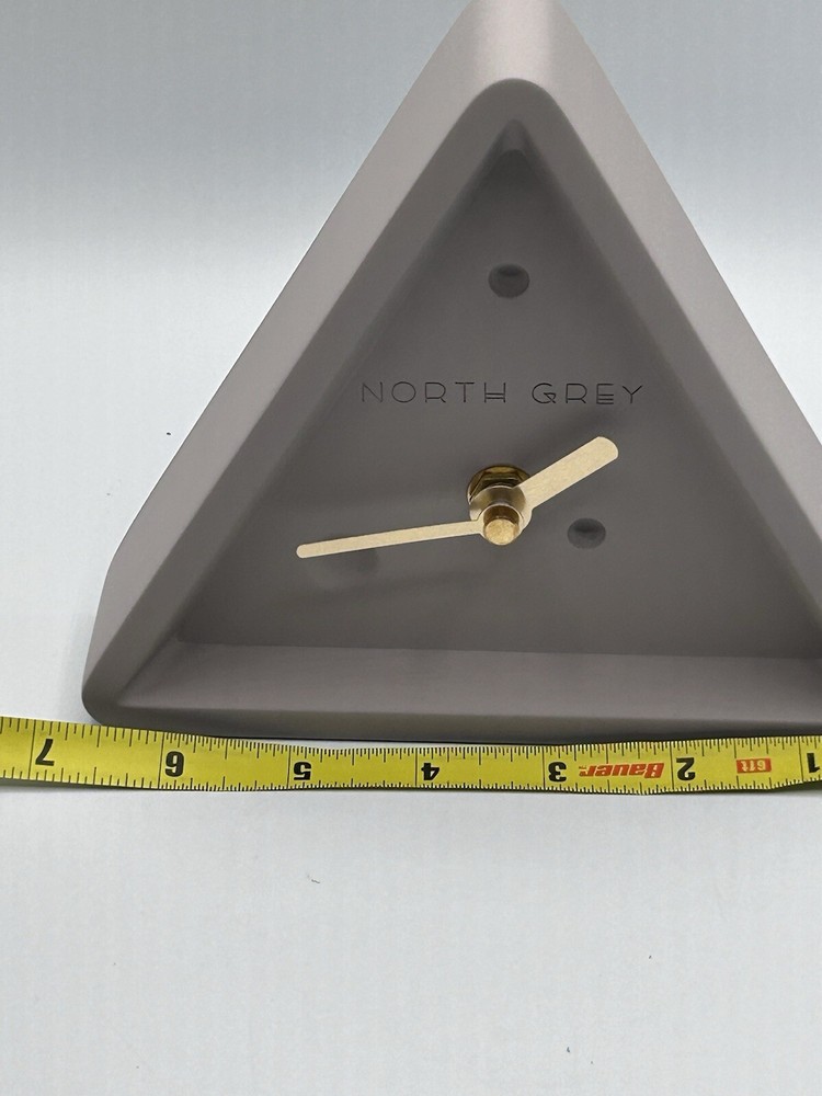 North Grey Equilateral Cement Triangle Desk Table Clock 6 Inch