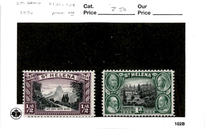 St. Helena, Postage Stamp, #101-102 Mint NH, 1934 (AB)