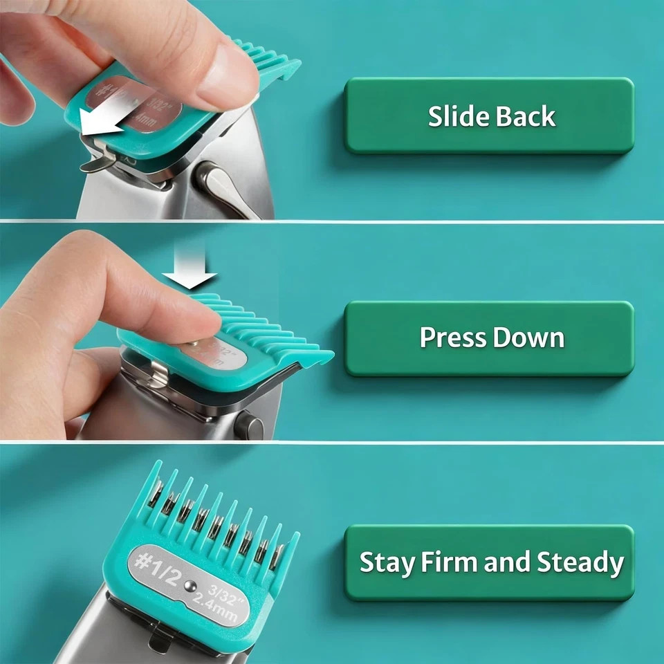Clipper Guards Set Compatible with Andis Master, Oster Fast Feed, Andis AAC-1...
