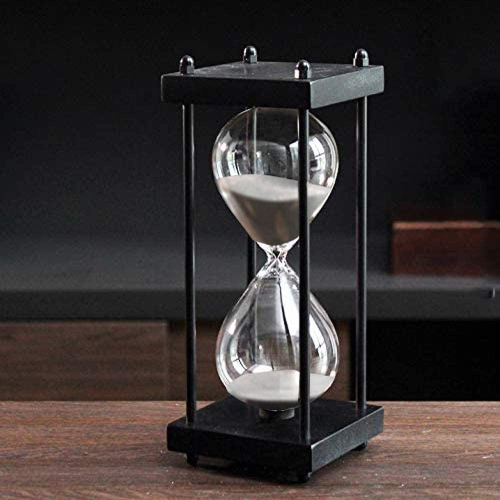 Large Hourglass Timer 60 Minute, Decorative Black Frame Sandglass with White ...