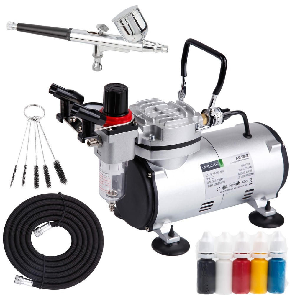 Timbertech Airbrush Kit With Compressor AS18-2K Basic Start Air...