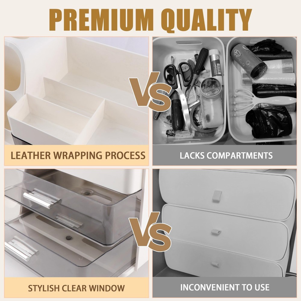 Makeup Organizer with Drawers – Large Cosmetic Storage Box for Vanity, Bathro...