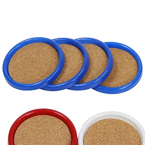 Basic Cork Coasters with Plastic Frame, 4 inches in diameter 4 piece set,