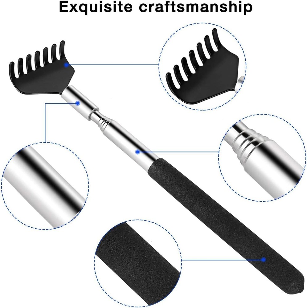2 Pack Portable Extendable Back Scratcher, Stainless Steel Telescoping Back Scra