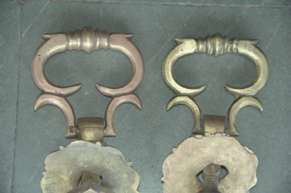 2 Pc Vintage Crafted Brass Fine Handcrafted Solid Door Handles
