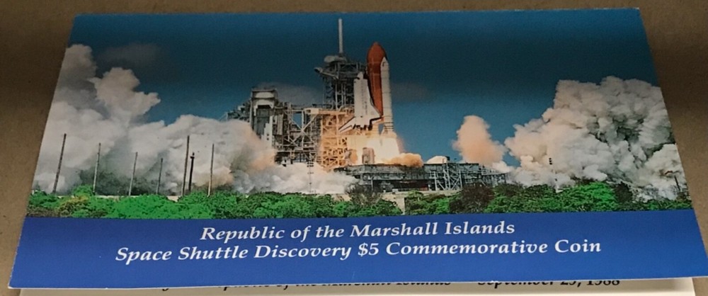 1988 Space Shuttle Discovery $5 Commemorative Coin &Folder Set Marshall Islands
