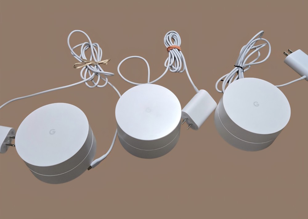 Google Wi-Fi Access Points 3-pack Model AC-1304 W/ Adapters Tested & Working