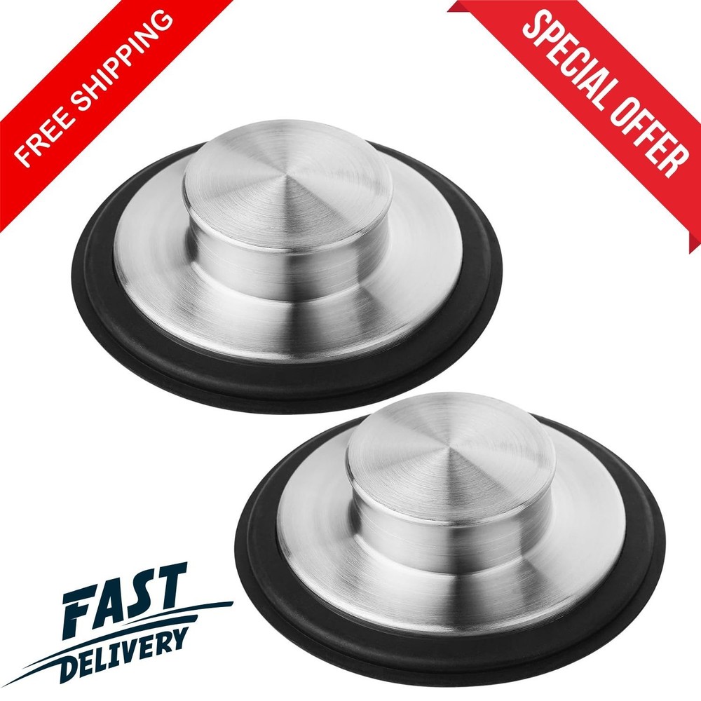 Kitchen Sink Drain Stopper Cover, 2PCS Stainless Steel Garbage Disposal Stopper