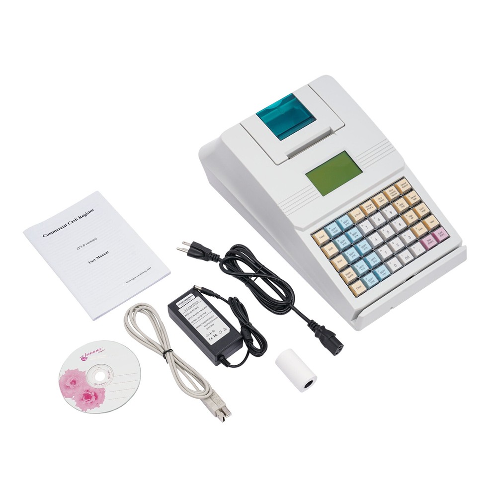 Compact Electronic Cash Register with 40 Keys and Versatile POS Features