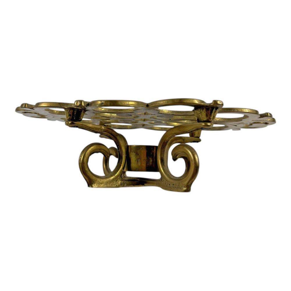 Solid Brass Apple Pattern Tea Light Warming Trivet 9" x 6.25" Vintage 70's
