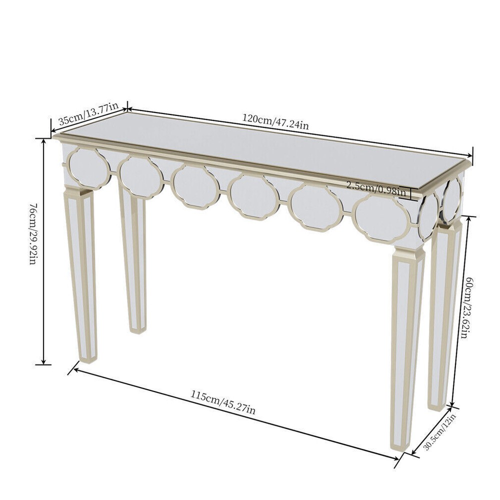 Mirrored Console Table Narrow Silver Entryway Sofa Table for Home Office Storage