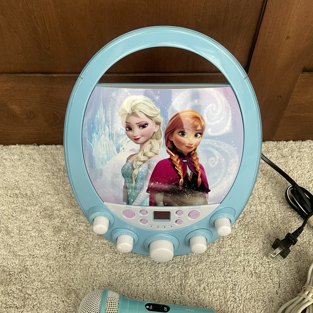 Disney Frozen Lighted Karaoke Machine Includes One Microphone Tested Works!