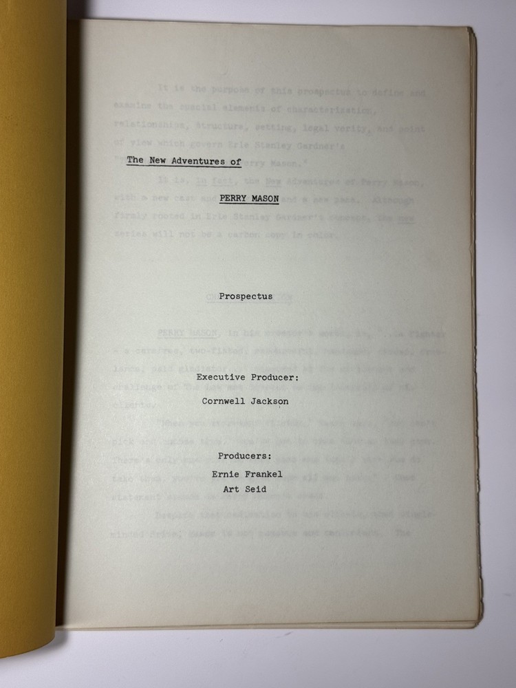 1973 NEW ADVENTURES PERRY MASON SCRIPT “PROSPECTUS” CBS MONTE MARKHAM VINTAGE
