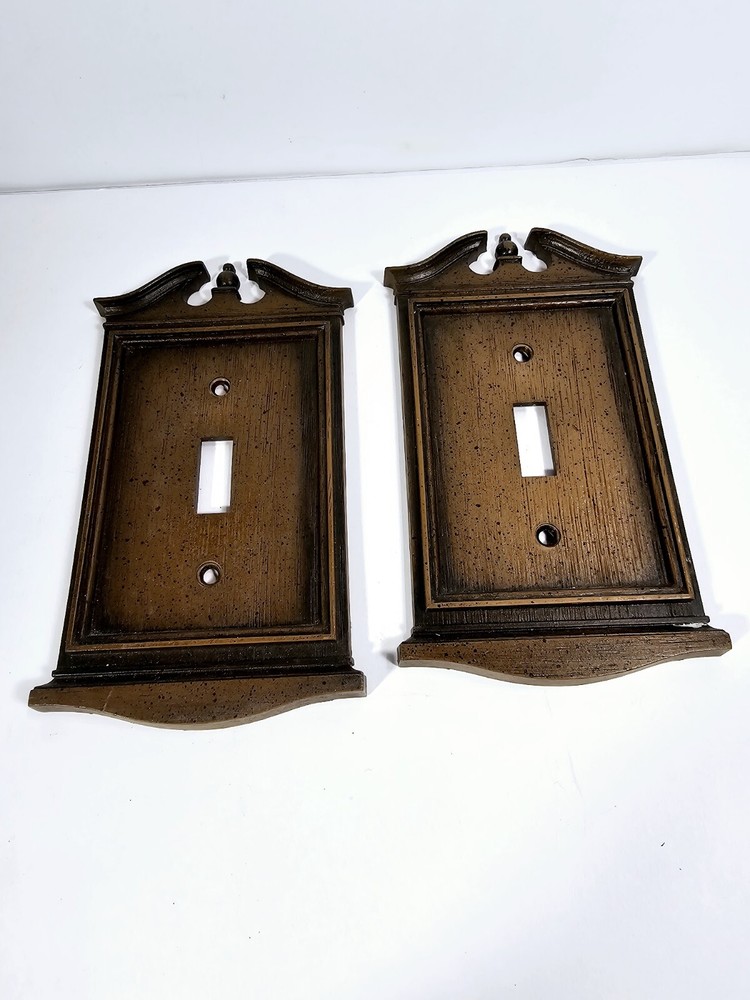 Vintage General Electric Colonial Wood Brown Plastic Single Toggle Light Switch