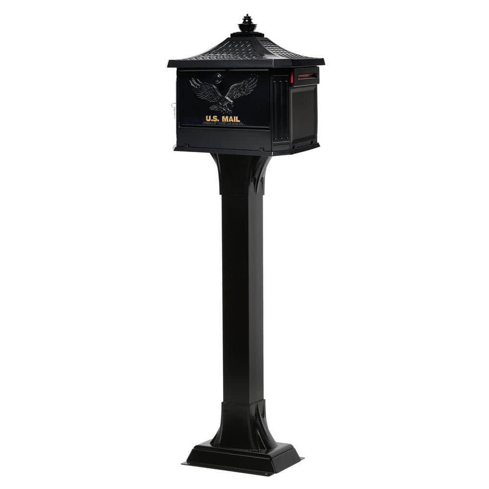 Mailbox Post Black Adjustable Height Aluminum Top Mount Installation Hardware