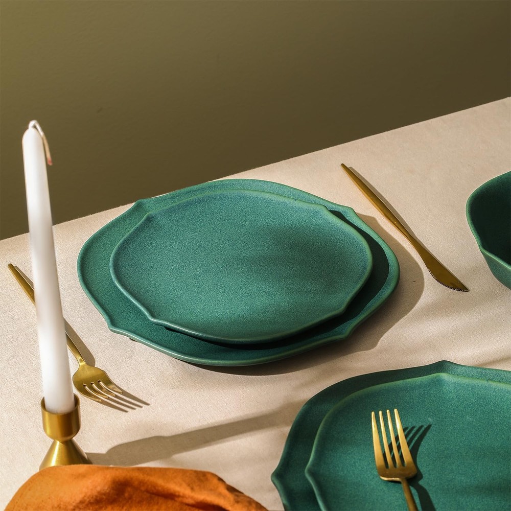 Baskerville 12-Piece Dinnerware Set Stoneware, Green