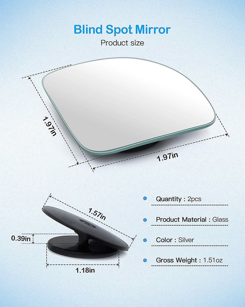 2 Sets Fan Mirrors, 4 Pcs Adjustable 360° Wide Angle Rear View
