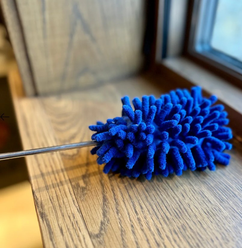 Blue Microfiber Duster – Extendable Telescopic Handle, Reusable Dusting Tool for