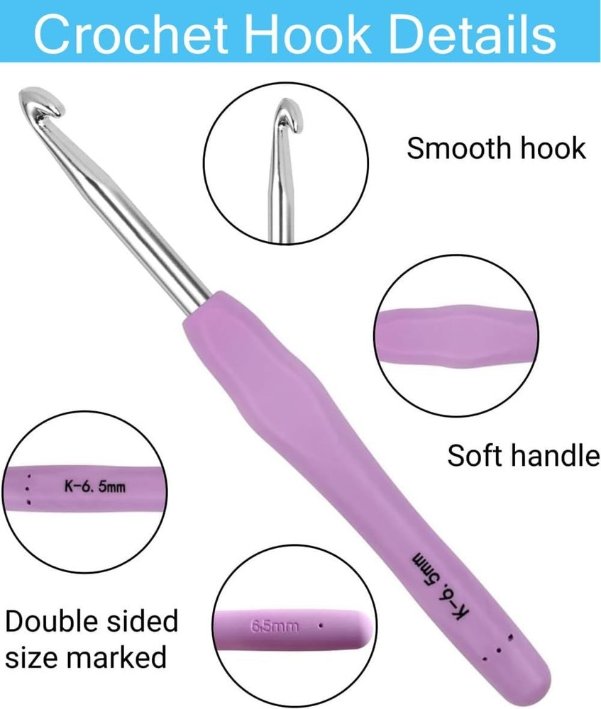 Ergonomic Crochet Hook Set, 14 Sizes for Arthritic Hands with Case - Soft Grip