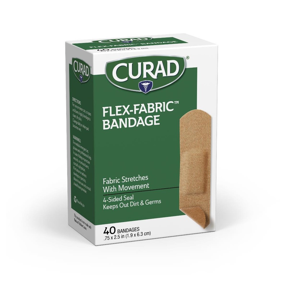 CURAD Flex-Fabric Bandages, 3/4" x 2-1/2", Box