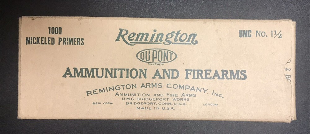 Remington Nickled Primers Box / Sleeve, Empty UMC 1 1/2