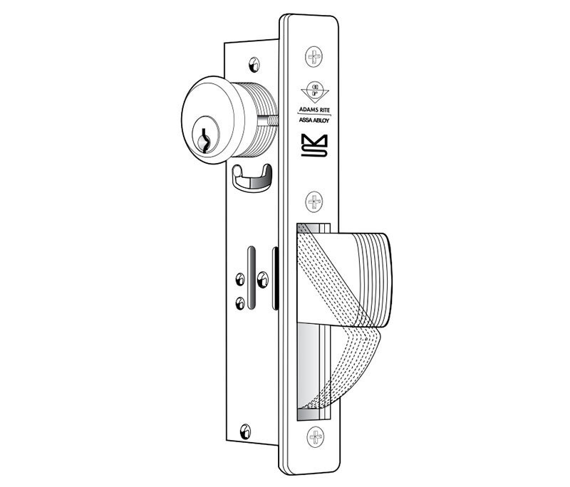 MS Deadlock Flat Faceplate 7/8" Hook Bolt Clear Anodized Aluminum Finish