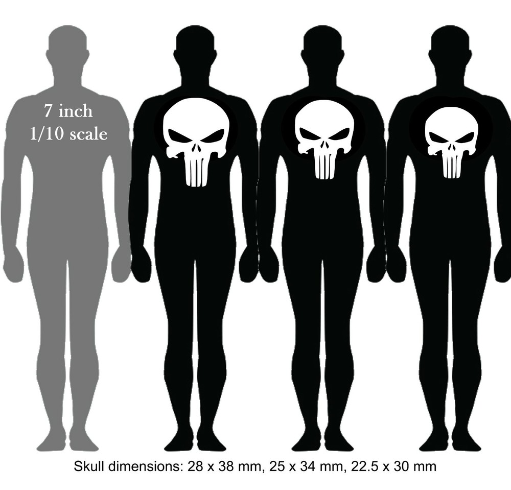 1/12 Scale Custom Waterslide Decals: Punisher Inspired Logos design 1 (White)