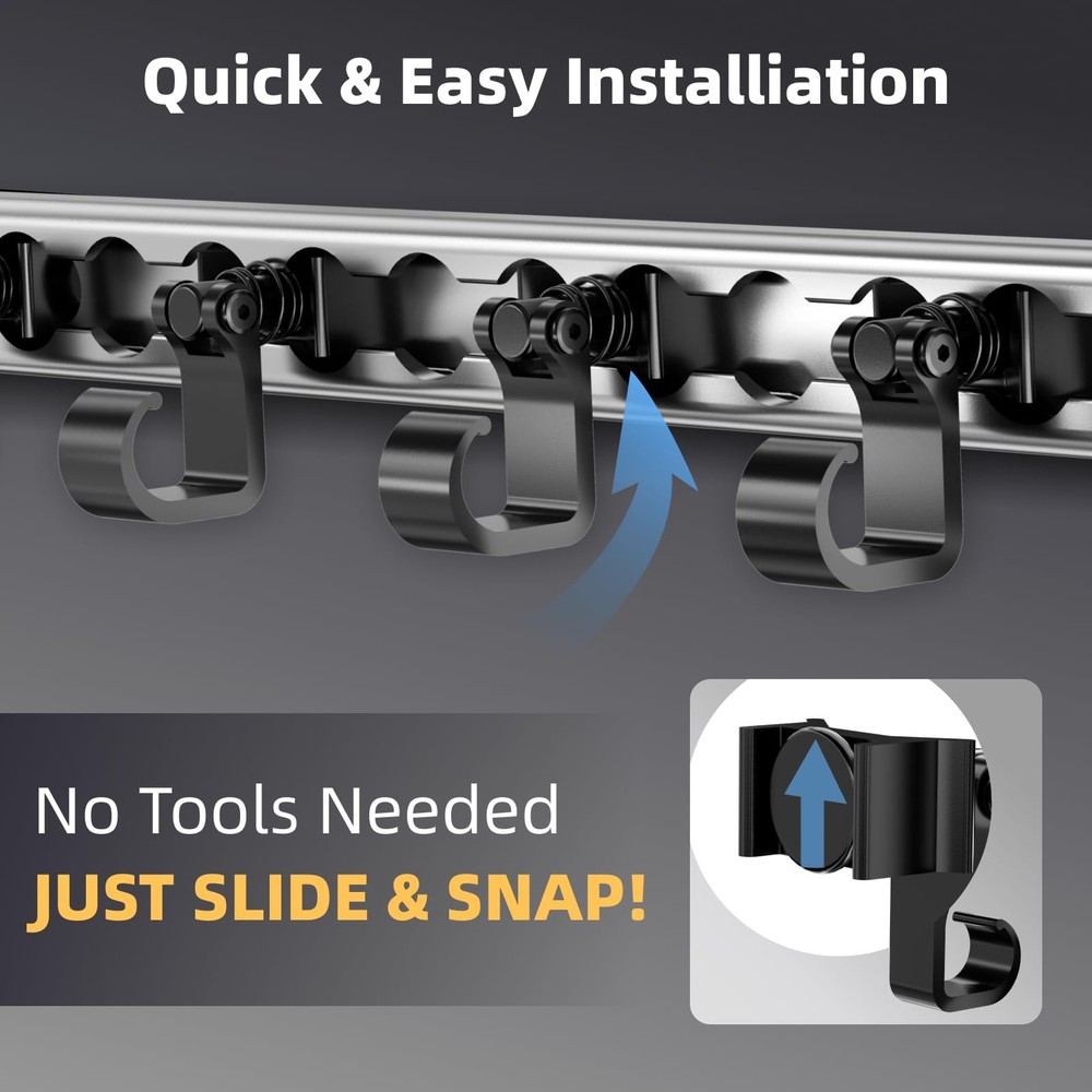 4 Pack L Track Hooks with Single Stud Fitting, Spring-Loaded Adjustable Gear ...