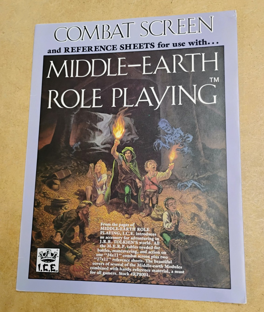 MERP #8001 COMBAT SCREEN & REFERENCE SHEETS FOR MIDDLE EARTH ROLE PLAYING 1984