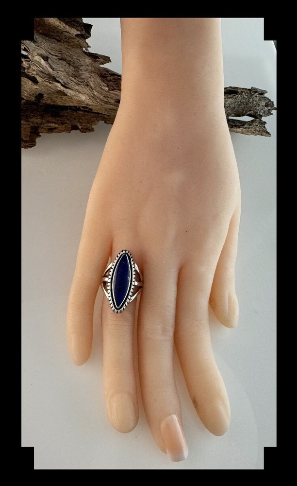 Handcrafted Sterling and Lapis Lazuli Ring Size 6 1/4