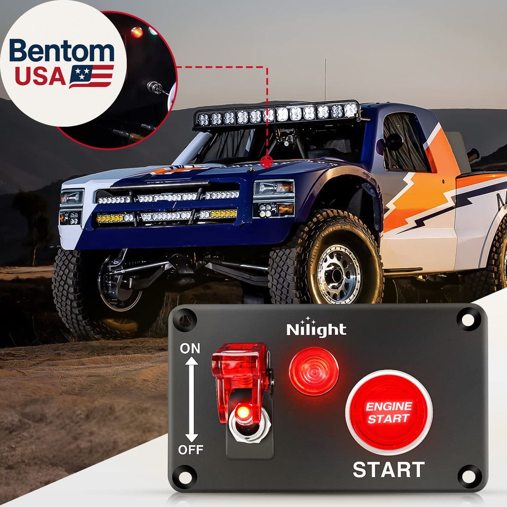 Ignition Switch Panel 12V 2 in 1 Rocker with Engine Push Button Toggle Switches