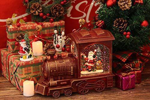 Eldnacele Singing Christmas Train Snow Globe with Music & Timer, Lighted-up