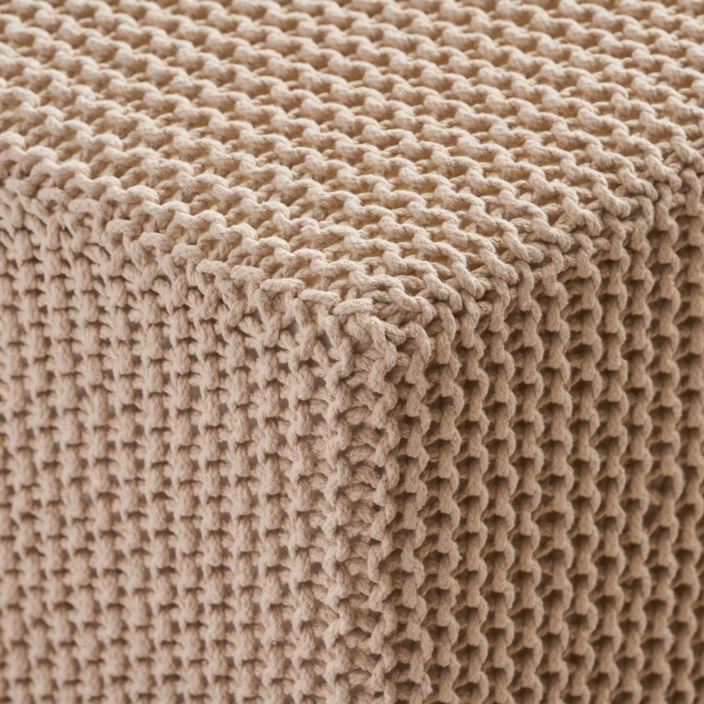 Scott Modern Hand-Knitted Cotton Thread Cube Foot Stool