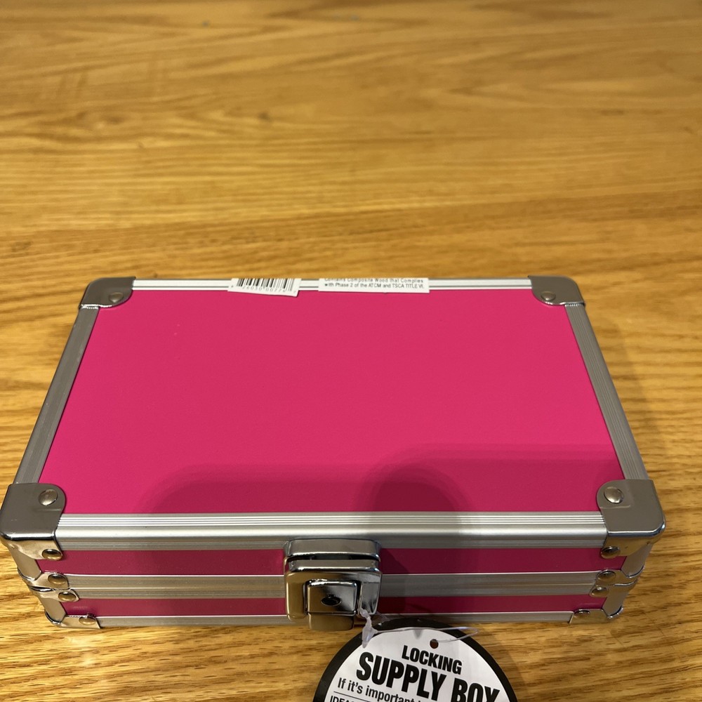 Vaultz Locking Supply Box-Pink w. Keys