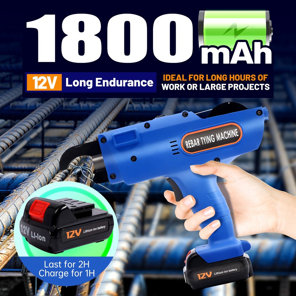 Automatic Rebar Tier Tying Machine Strapping Computer w/Electric +2 Batteries