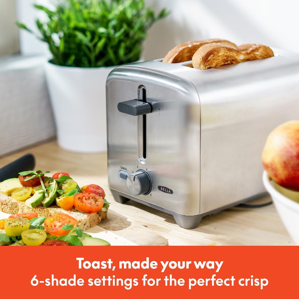 bella Stainless Steel 2 Slice Toaster with Extra 2 Slice,