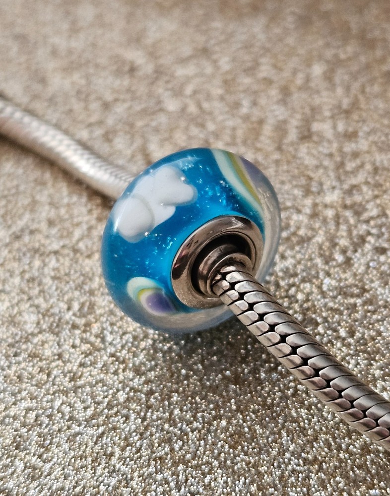 Authentic Pandora Iridescent Rainbow Silver Murano Charm