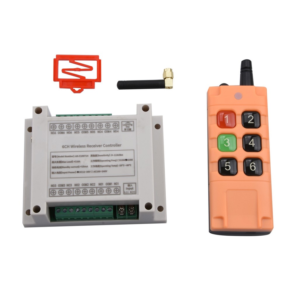 6 Channel 10A Relay Receiver Wireless Remote Control RF Switch 12-36V 6CH