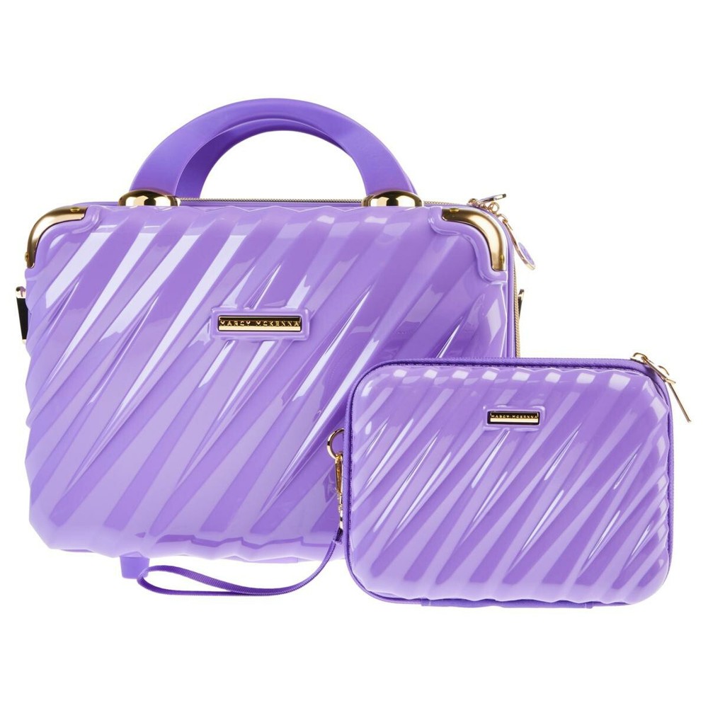 Marcy McKenna Hamptons Beauty Case and Mini Case Bundle 2-pc Set Purple NWT