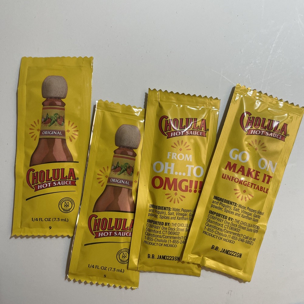 Cholula Hot Sauce Packets, 7.5 mL Individual Serving Packets 10 Ct