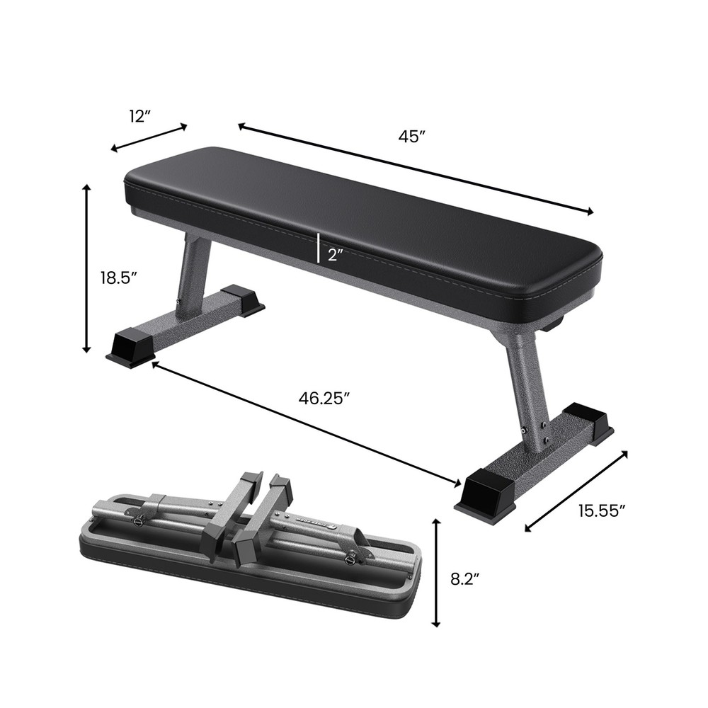 Finer Form Gym Quality Foldable Flat Bench for Multi-Purpose Weight Training ...