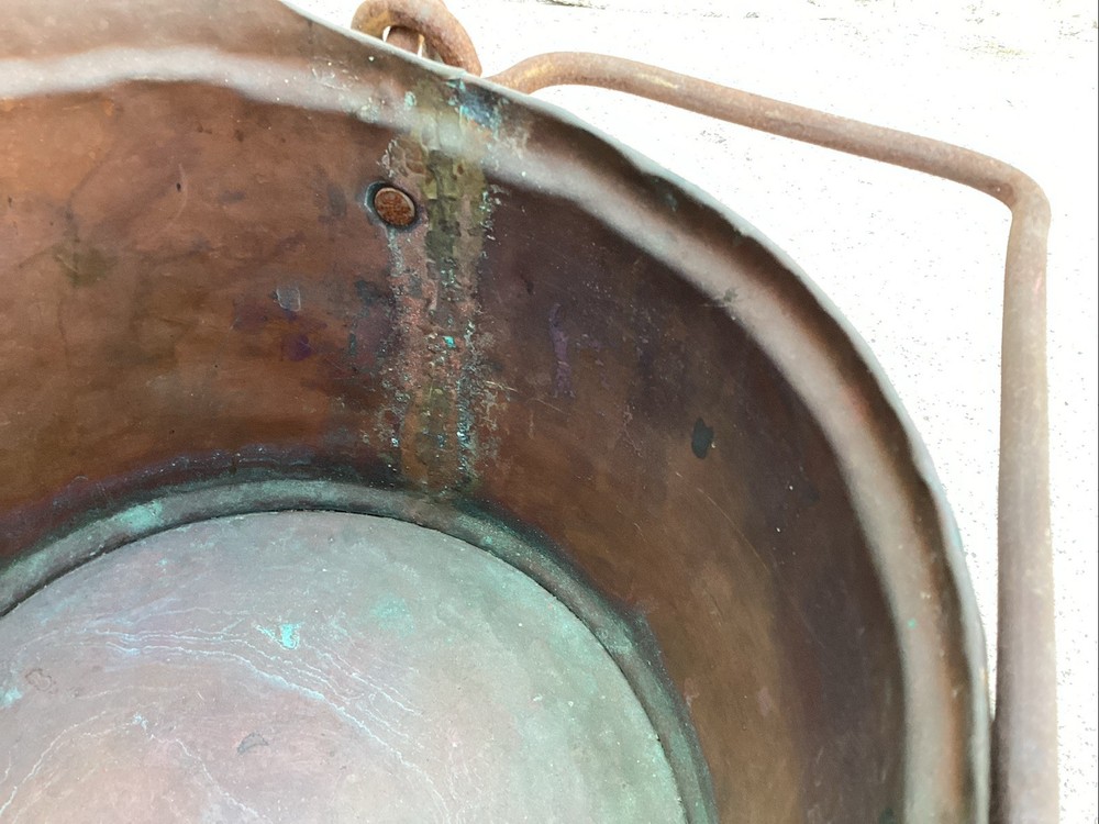 Antique Vintage Large Copper Coal Scuttle Bucket Rustic Fireplace