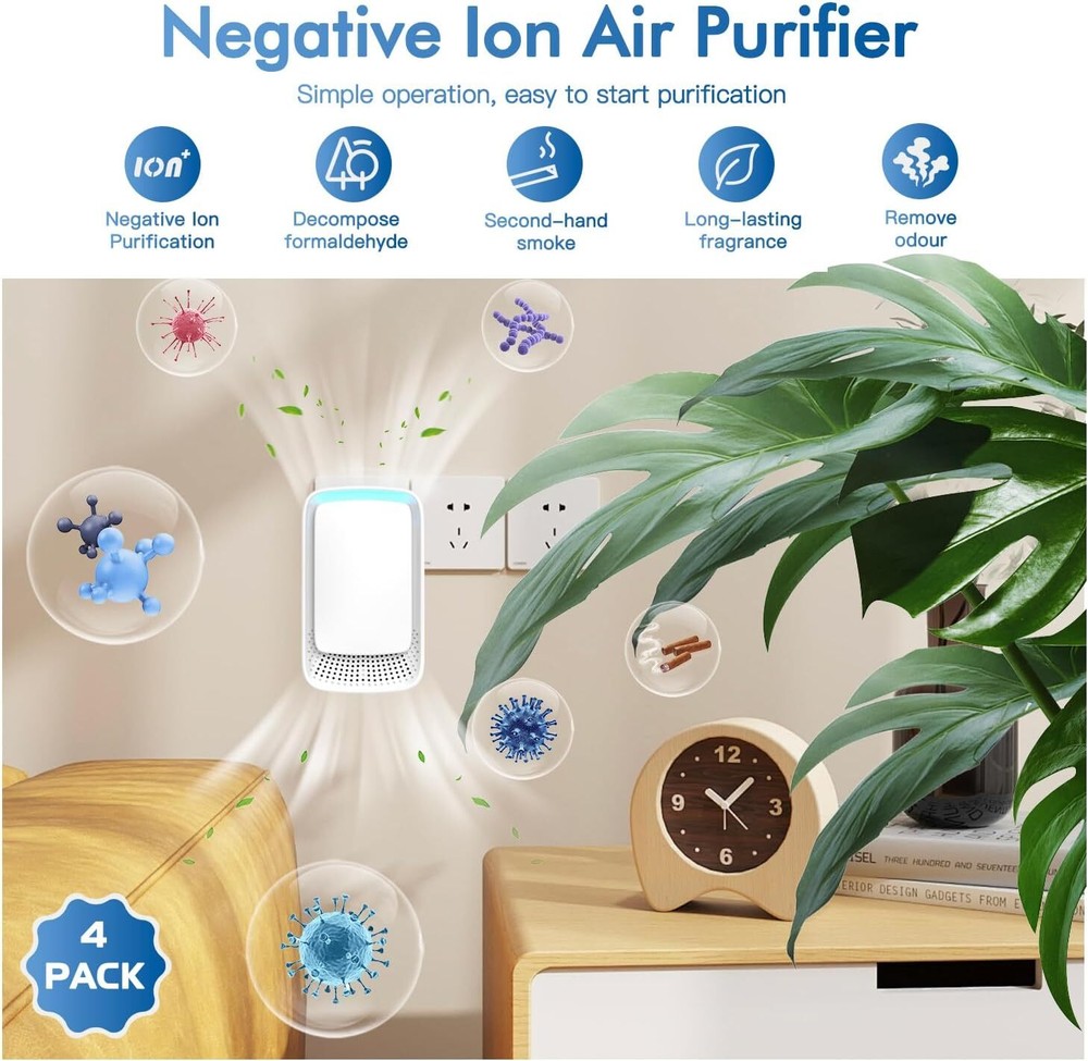 2-Pack Portable Air Ionizers with Quiet Operation