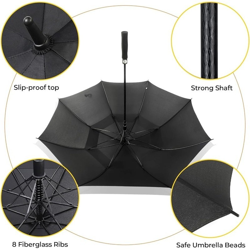 Large Windproof Golf Umbrella Automatic Open Heavy Duty Canopy UV Protection New
