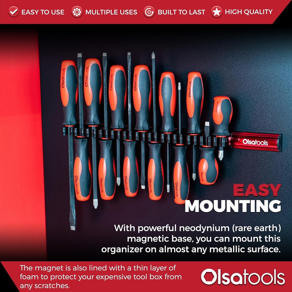 Olsa Tools Magnetic Screwdriver Organizer - Screwdriver Holder