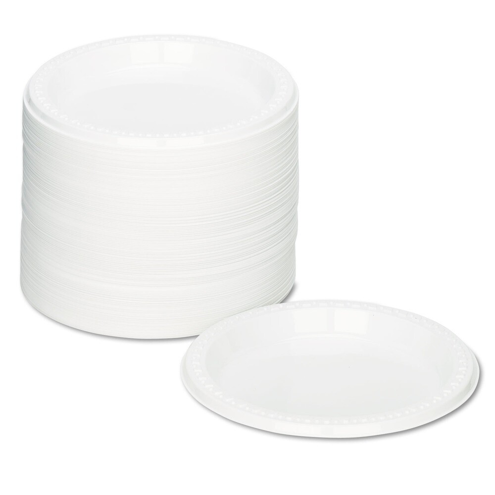 Tablemate 7644WH 7" Diameter Plastic Dinnerware Plates - White (125/PK) New